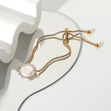 18k Plated Pearl Bracelet for Women - Waterproof Adjustable Jewelry