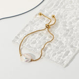 18k Plated Pearl Bracelet for Women - Waterproof Adjustable Jewelry