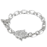 Stainless Steel Chain Bracelets For Women - Silver Hamsa Pendant Jewelry