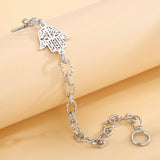 Stainless Steel Chain Bracelets For Women - Silver Hamsa Pendant Jewelry