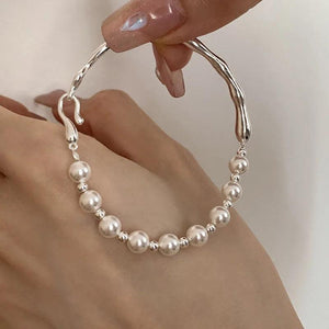 Pearl Half Bangle Bracelet Beauty Jewelry Girl Gift