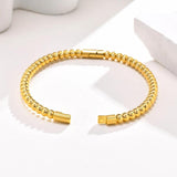 Beaded Bangle Bracelet Women Stainless Steel Plated Stackable Jewelry