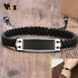 Men's Braided Rope Chain Urn Bracelet, Stainless Steel ID Bar Ashes Jewelry