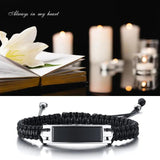 Men's Braided Rope Chain Urn Bracelet, Stainless Steel ID Bar Ashes Jewelry