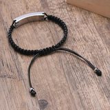 Men's Braided Rope Chain Urn Bracelet, Stainless Steel ID Bar Ashes Jewelry