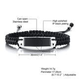 Men's Braided Rope Chain Urn Bracelet, Stainless Steel ID Bar Ashes Jewelry