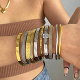 Classic Stainless Steel Bangles for Women 18K Plated Wrist Jewelry