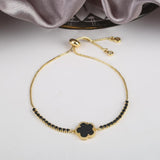 Lucky Five Leaves Flower Bracelet Zircon Adjustable Bracelet