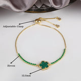 Lucky Five Leaves Flower Bracelet Zircon Adjustable Bracelet
