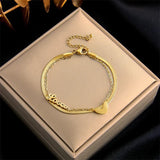Stainless Steel Double Layer Heart Bracelets for Women
