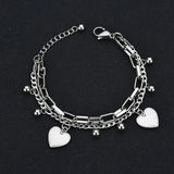 Stainless Steel Double Layer Heart Bracelets for Women