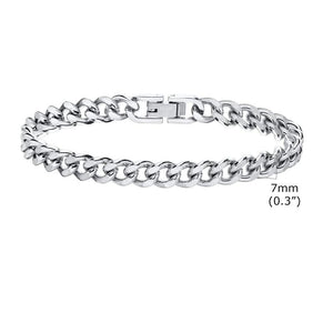 Mprainbow 7/9mm Cuban Chain Bracelets for Men,Stainless Steel Link Wristband