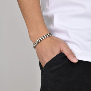 Mprainbow 7/9mm Cuban Chain Bracelets for Men,Stainless Steel Link Wristband