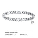 Mprainbow 7/9mm Cuban Chain Bracelets for Men,Stainless Steel Link Wristband