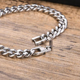 Mprainbow 7/9mm Cuban Chain Bracelets for Men,Stainless Steel Link Wristband