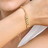 CZ Stone Bracelet for Women, Gold Bling Wristband with Adjustable Chain