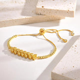 CZ Stone Bracelet for Women, Gold Bling Wristband with Adjustable Chain