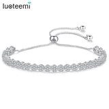 CZ Slide Chain Flower Tennis Bracelet - Adjustable and Shinning Zircon