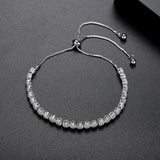 CZ Slide Chain Flower Tennis Bracelet - Adjustable and Shinning Zircon