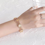 Rose Cut Out Flower Vine Oval Bangle Bracelet for Women
