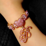Crystal Cursive Letter 26 Initials Cuban Bracelet Square Tennis Chain