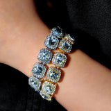 Crystal Cursive Letter 26 Initials Cuban Bracelet Square Tennis Chain