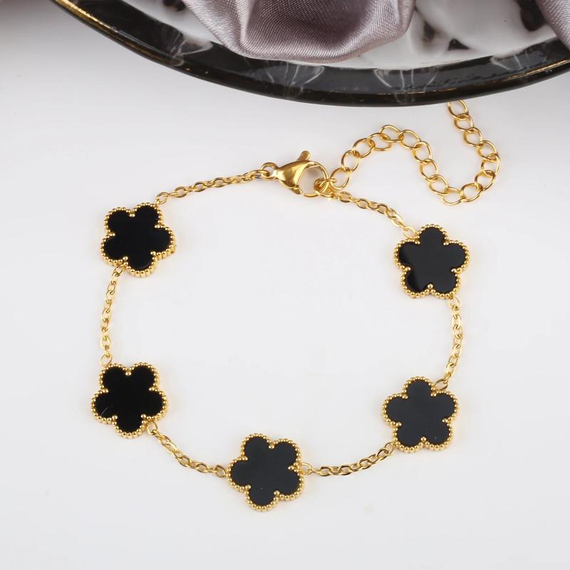 Stainless Steel Acrylic Flower Bracelet for Women