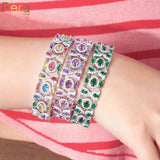 Bohemia Style Multicolor CZ Stone Wide Chain Bracelet