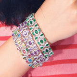 Bohemia Style Multicolor CZ Stone Wide Chain Bracelet