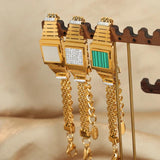 Crystal Shell Watch Stainless Steel Chain Bracelet
