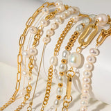Uworld Pearl Foot Anklet & Bracelet 18K PVD Plated Stainless Steel Jewelry