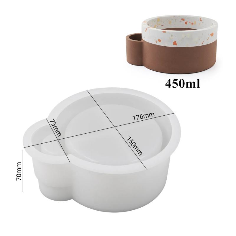 Concrete Candle Jar Mold with Match Hole High Capacity Gypsum Cement