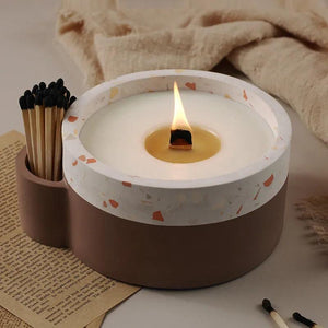 Concrete Candle Jar Mold with Match Hole High Capacity Gypsum Cement