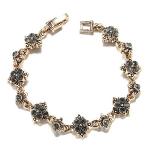 Gray Crystal Bracelets for Women Antique Boho Style Vintage Wedding Jewelry