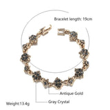 Gray Crystal Bracelets for Women Antique Boho Style Vintage Wedding Jewelry
