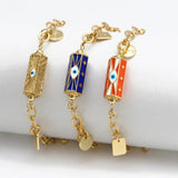 Metal Multicolor Prism Eye Enamel Bracelet for Women
