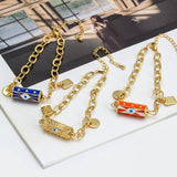 Metal Multicolor Prism Eye Enamel Bracelet for Women