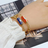 Metal Multicolor Prism Eye Enamel Bracelet for Women