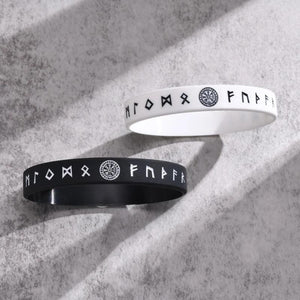 12mm Silicone Nordic Viking Bracelet for Men, Sporty Compass Bangle