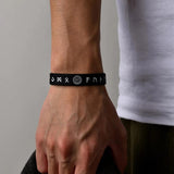12mm Silicone Nordic Viking Bracelet for Men, Sporty Compass Bangle