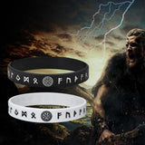 12mm Silicone Nordic Viking Bracelet for Men, Sporty Compass Bangle
