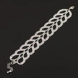 Charming Bride Crystal Rhinestone Wedding Bracelet Wide Princess Jewelry
