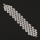 Charming Bride Crystal Rhinestone Wedding Bracelet Wide Princess Jewelry