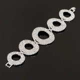 Charming Bride Crystal Rhinestone Wedding Bracelet Wide Princess Jewelry