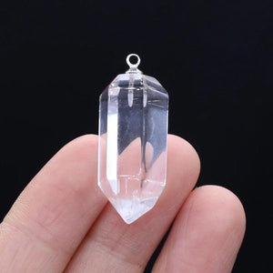 Clear Quartz Hexagonal Prism Pendant Natural Stone DIY Jewelry