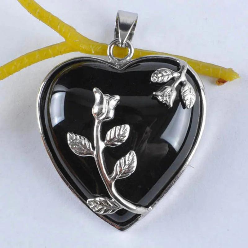 Natural Agate Heart Pendant Jewelry