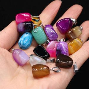 6PCS Moon Shaped Stone Gem Pendant DIY Jewelry Making