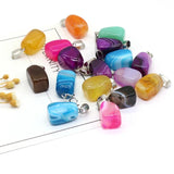6PCS Moon Shaped Stone Gem Pendant DIY Jewelry Making
