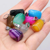 6PCS Moon Shaped Stone Gem Pendant DIY Jewelry Making