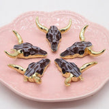 Bull Head Pendant Gemstone Necklace Bracelet Earrings Set